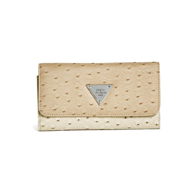 GUESS GUESS Stanwood Ostrich-Embossed Wallet - nude multi