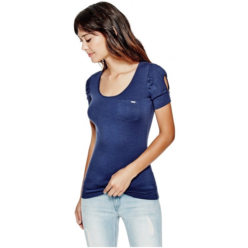 GUESS Dámské tričko Adria Short-Sleeve Top - boho blue