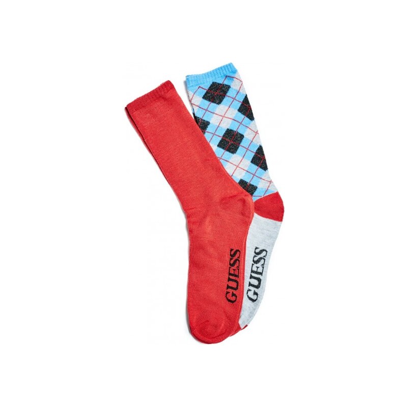 GUESS Argyle Crew Socks - red multi