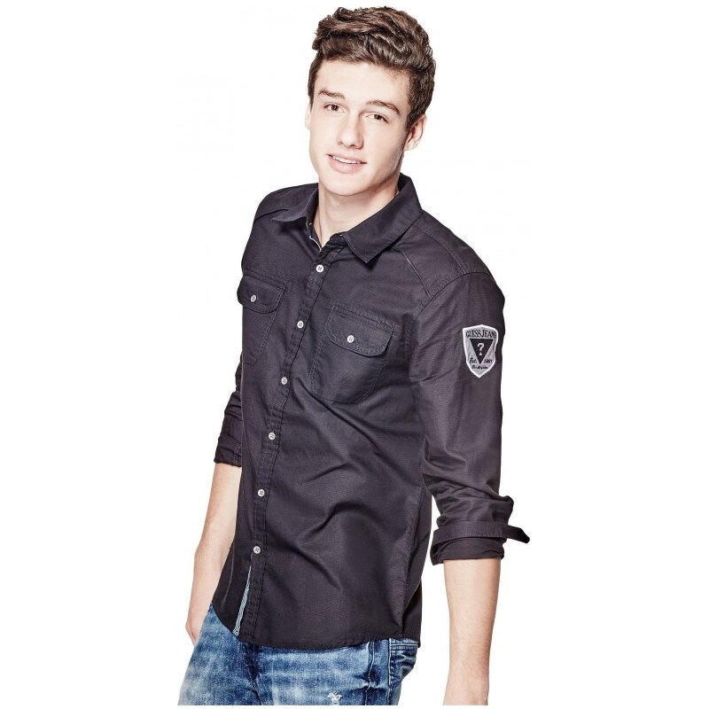 GUESS GUESS Nowell Slim-Fit Dobby Shirt - jet black