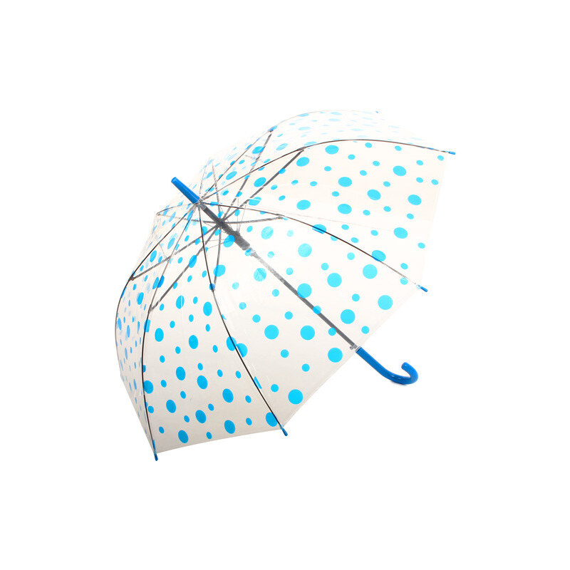 YooY Vystřelovací deštník s barevnými puntíky světle modrá