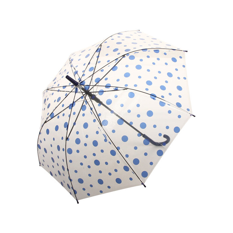 YooY Vystřelovací deštník s barevnými puntíky modrá