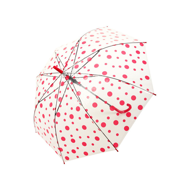 TopMode Vystřelovací deštník s barevnými puntíky (červená)