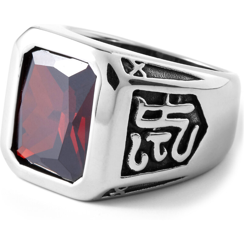Trendhim Ocelový prsten s červeným kamenem Dynasty R3021