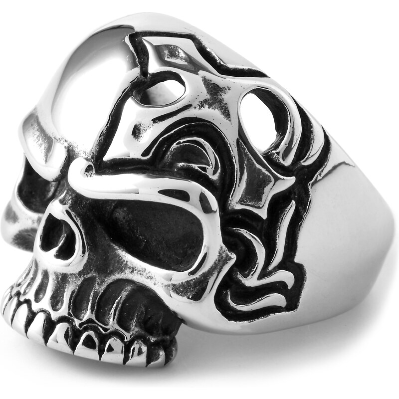 Trendhim Ocelový prsten s lebkou Half Skull R2990