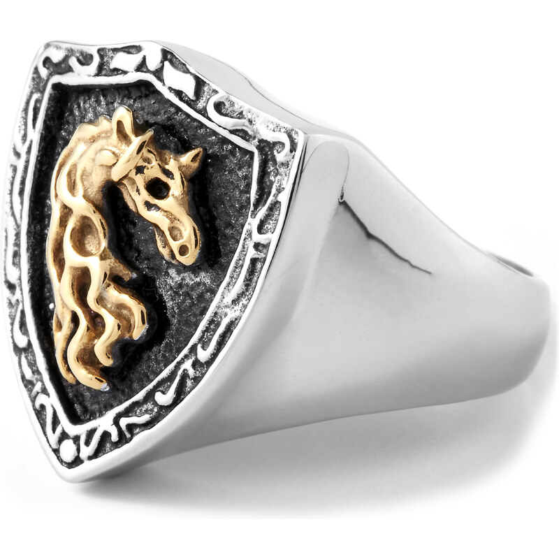 Trendhim Ocelový prsten Zlatý oř na štítu R2978