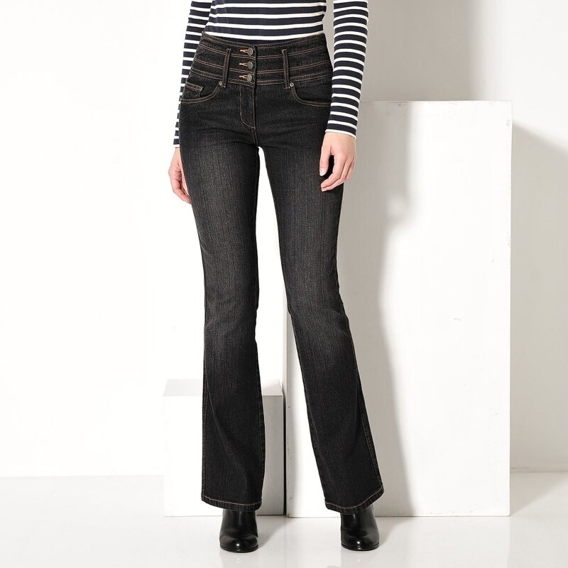 Blancheporte Tvarující džíny s efektem zeštíhlení a plochého bříška černá