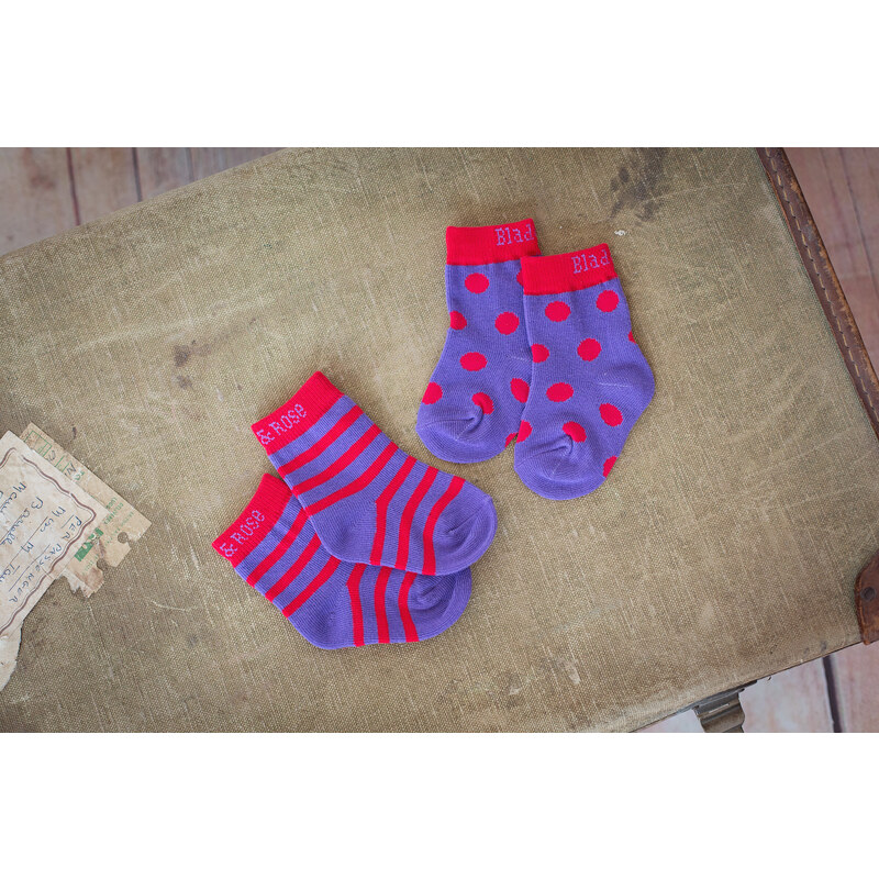 Blade & Rose Dívčí ponožky s proužky a puntíky - fialové