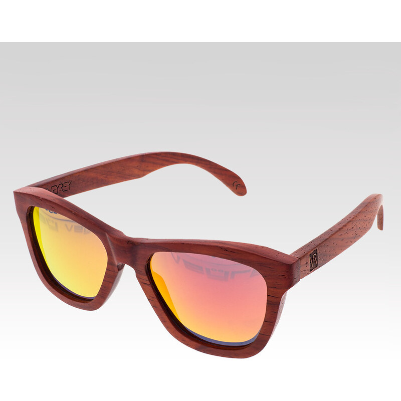 VeyRey Dřevěné sluneční brýle Bark červená skla
