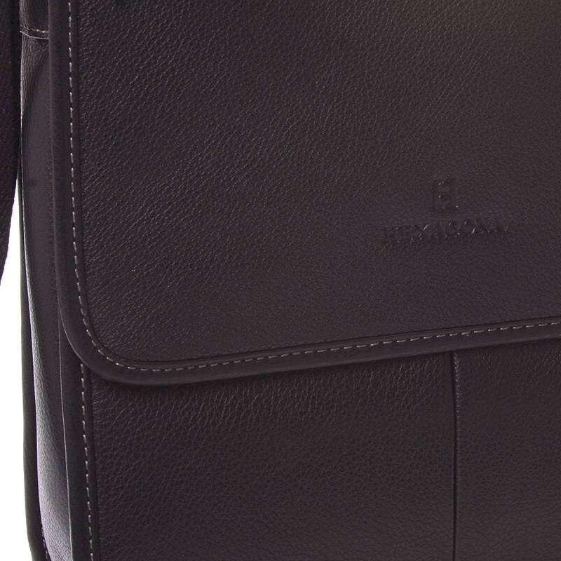 Luxusní pánská kožená taška přes rameno černá - Hexagona Marco černá