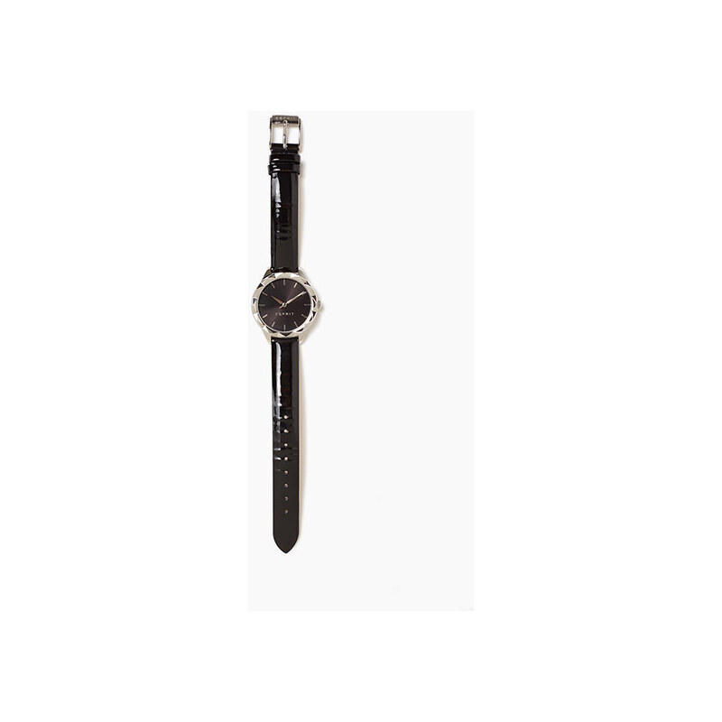 Esprit Nerezové hodinky s nýty, pásek lak. kůže