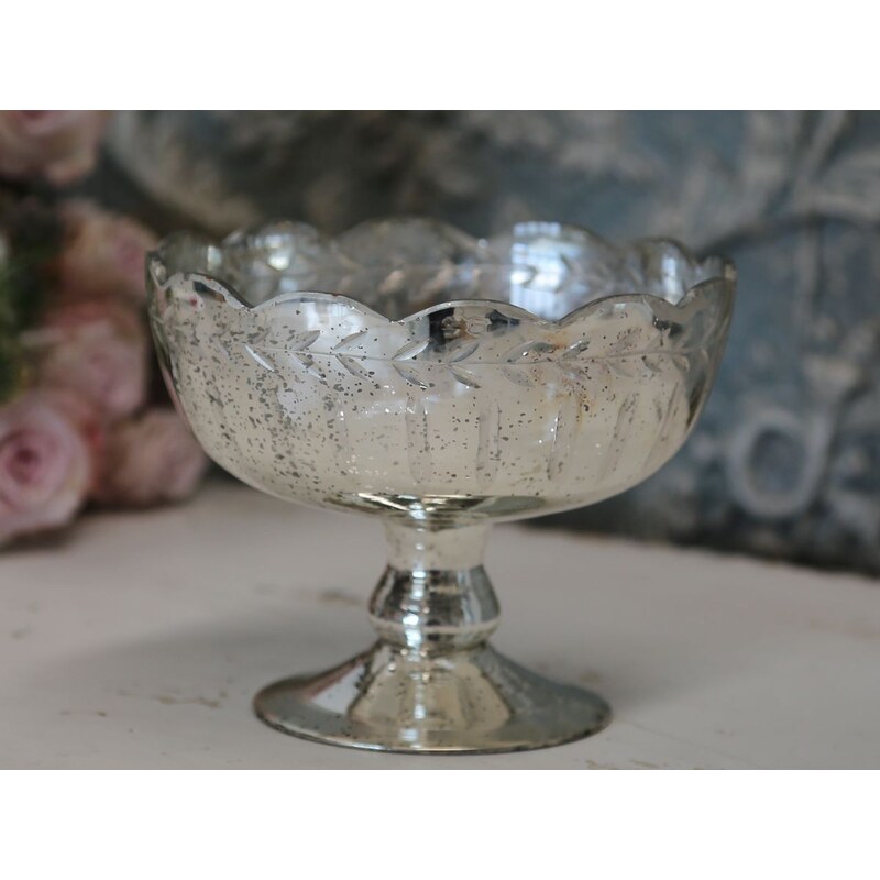Chic Antique Skleněný pohár na dekorace Antique silver