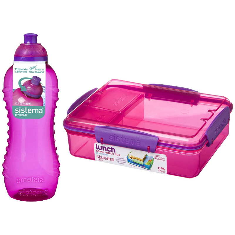 Sistema Obědový set - lahev + box - růžový