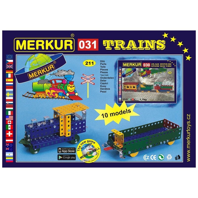 Merkur Stavebnice 031 Železniční modely 10 modelů - 211 ks