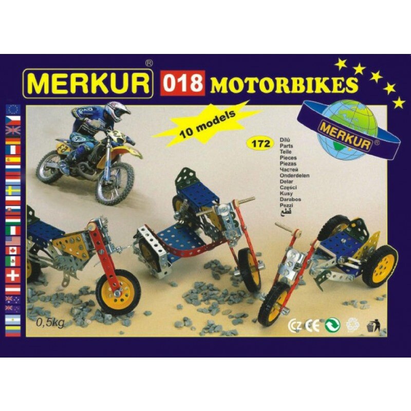 Merkur Stavebnice 018 Motocykly 10 modelů - 172 ks