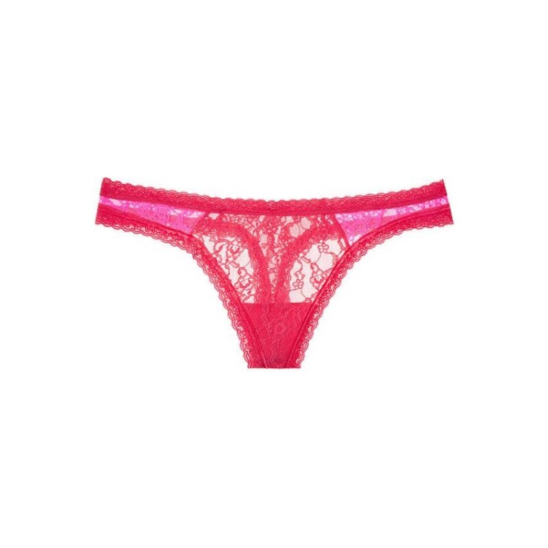 Victoria's Secret Krajková sexy tanga Mixed Lace Thong Panty Love Red