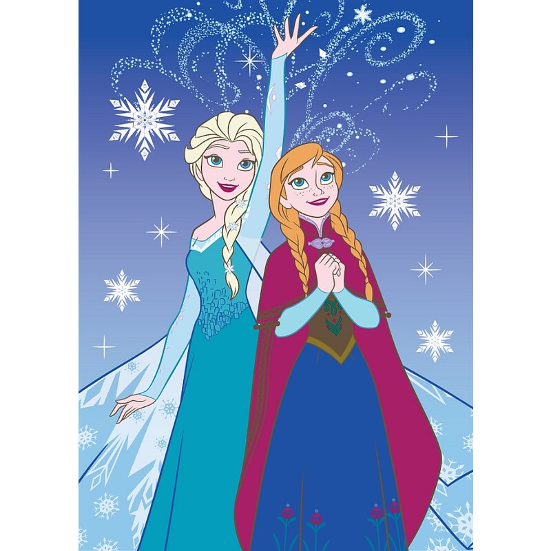 Vopi Dětský koberec Frozen Anna a Elsa, 133x95 cm - modrý
