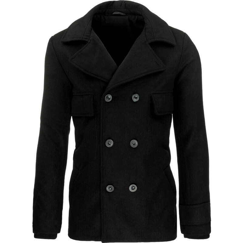 Pánský kabát s dvouřadovým zapínáním - černá