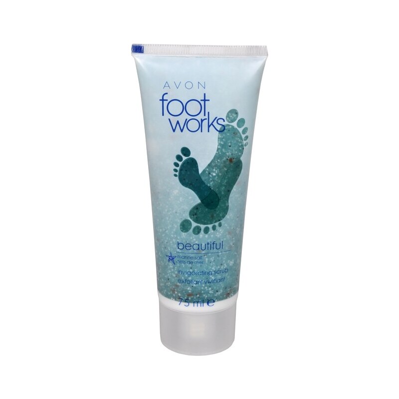 Avon Osvěžující peeling na nohy s mořskou solí Foot Works (Beautiful Invigorating Scrub) 75 ml