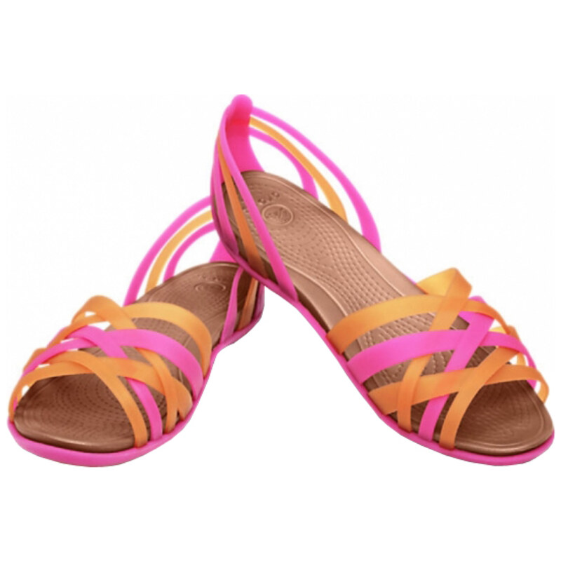 Crocs Fuchsiovo-oranžové sandály Huarache Flat Women Fuchsia/Bronze 14121-6K2