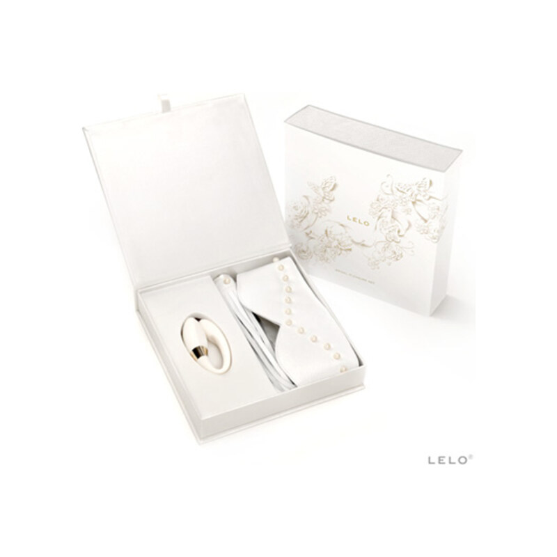 Lelo Luxusní erotická sada Pro nevěsty: intimní masážní strojek Lelo NOA, páska na oči, semišový bičík