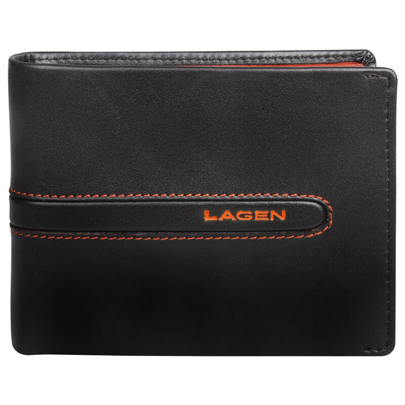 Lagen Pánská hnědá kožená peněženka Brown/Orange 614866-2