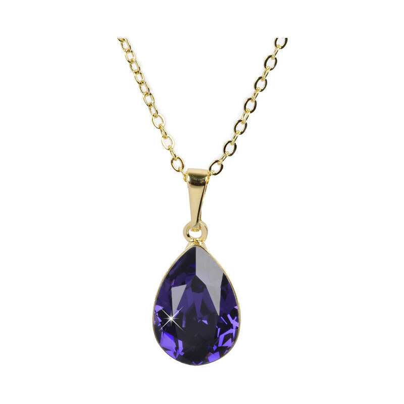 Troli Zlatý náhrdelník Pear 14 mm Purple Velvet