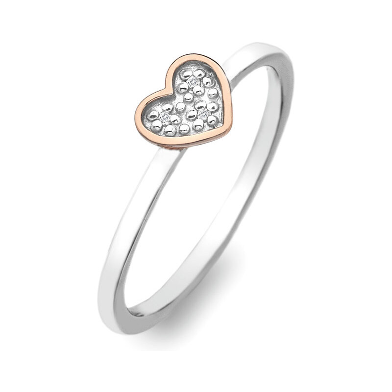 Hot Diamonds Stříbrný prsten Stargazer Heart Rose Gold DR138