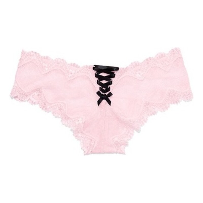 Victoria´s Secret Dámské kalhotky Fishnet Lace-Up Cheeky růžové
