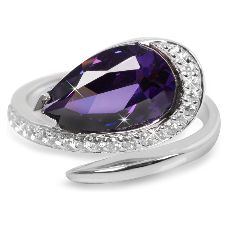 Silver Cat Stříbrný prsten s fialovým krystalem SC133