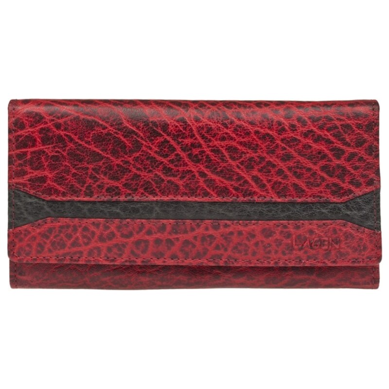 Lagen Dámská červená kožená peněženka Red/Black W-2025/IT