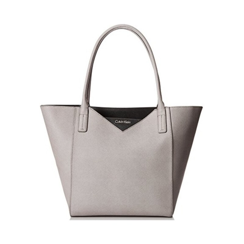 Calvin Klein Elegantní kožená business kabelka Large Leather Shopper Light Grey H4GB12AY