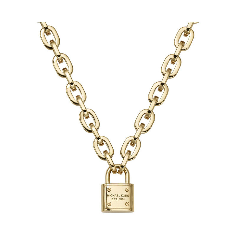 Michael Kors Masivní pozlacený náhrdelník se zámkem MKJ3325710
