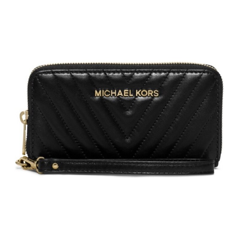 Michael Kors Elegantní kožená peněženka Susannah Large Chevron Quilted Smartphone černá