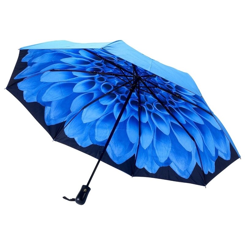 Blooming Brollies Dámský skládací plně automatický deštník Galleria Blue Dahlia GFFBD