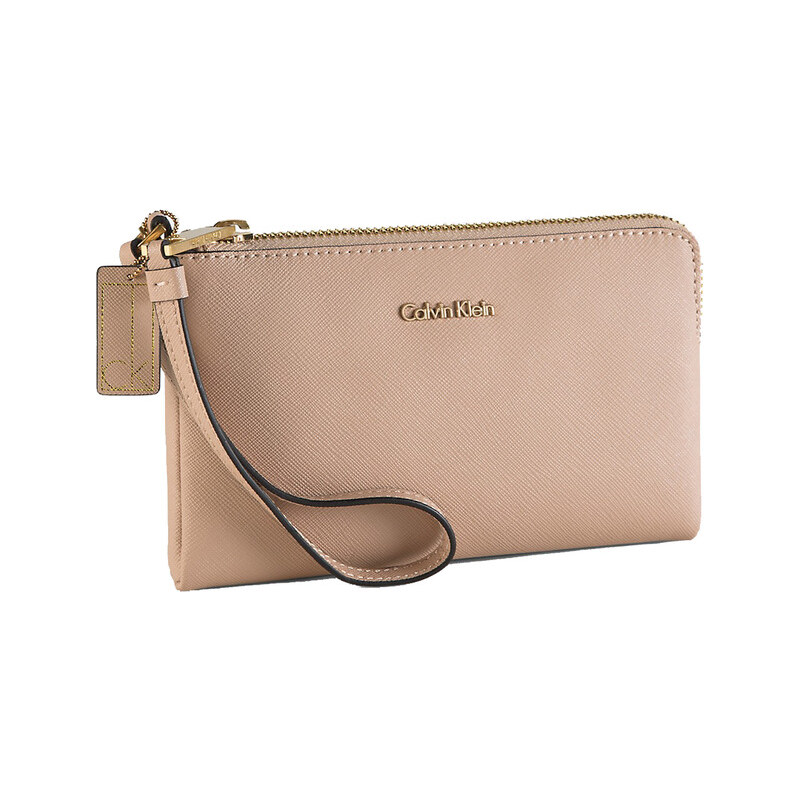 Calvin Klein Elegantní kožená peněženka Galey Saffiano Leather Wristlet tělová