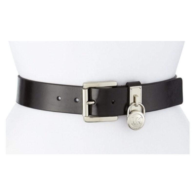 Michael Kors Dámský kožený opasek Logo Lock Charm Leather Belt Black