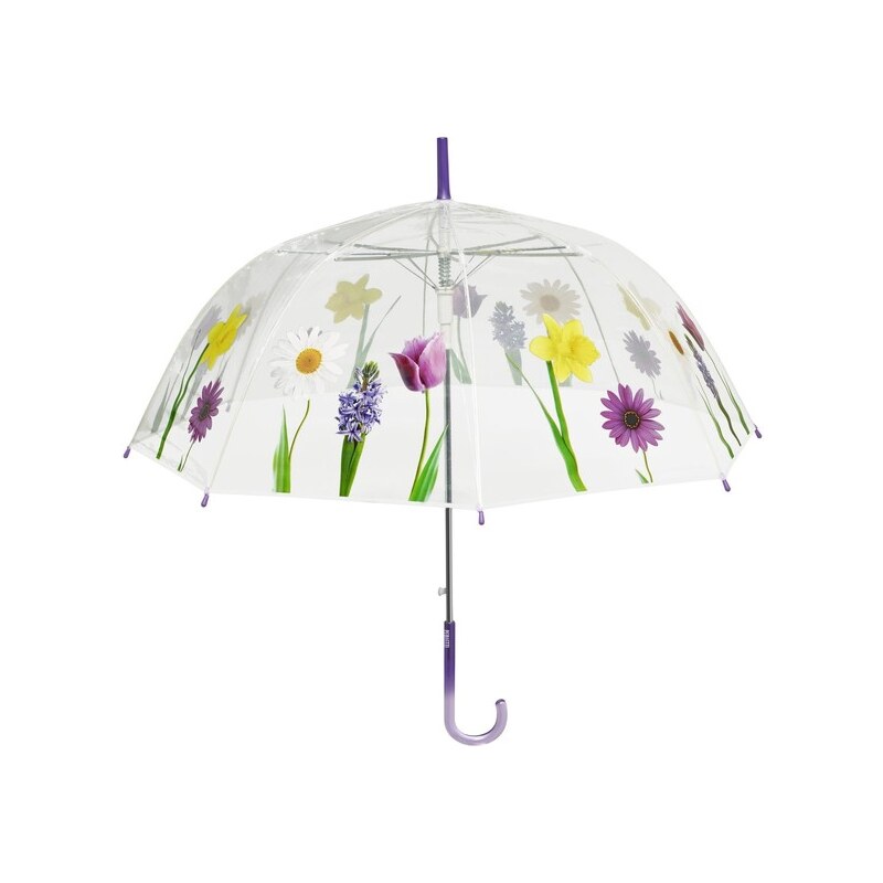 Blooming Brollies Dámský průhledný holový deštník Clear Floral 25841B