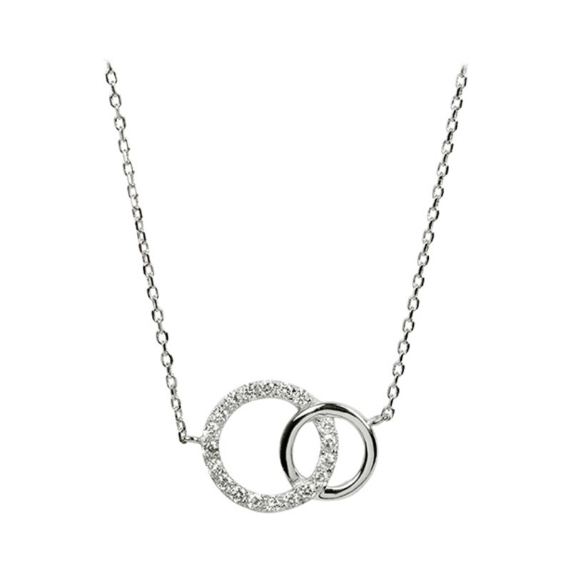 Brilio Silver Stříbrný náhrdelník Malé kroužky se zirkony 5570485