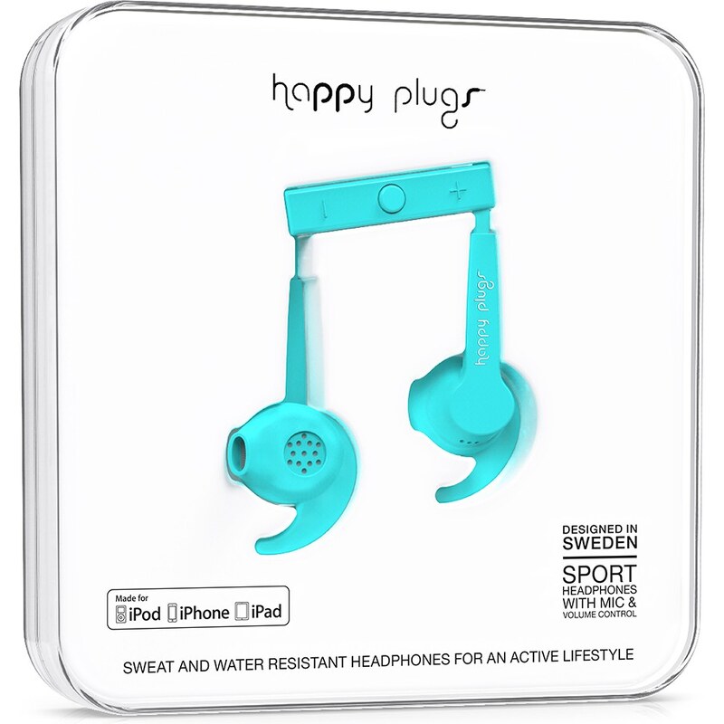 Sluchátka Happy Plugs In-Ear Sport Mfi turquoise