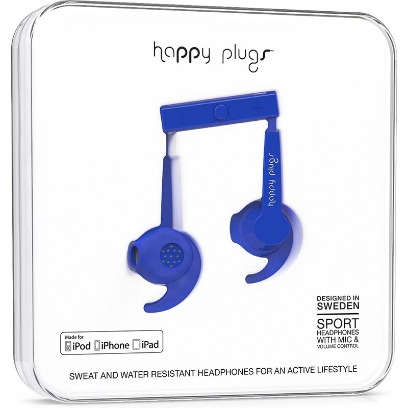 Sluchátka Happy Plugs In-Ear Sport Mfi cobalt