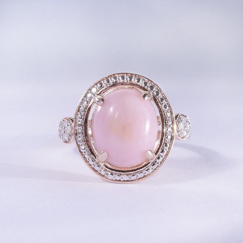 Opálový prsten z růžového stříbra KLENOTA