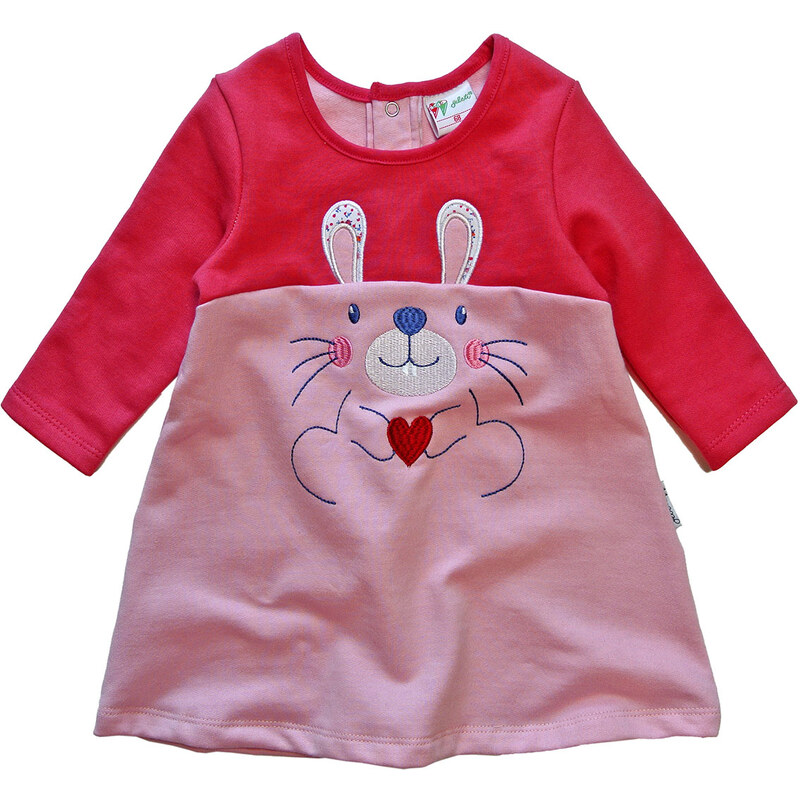 Gelati Dívčí šaty s králíkem - červeno-růžové