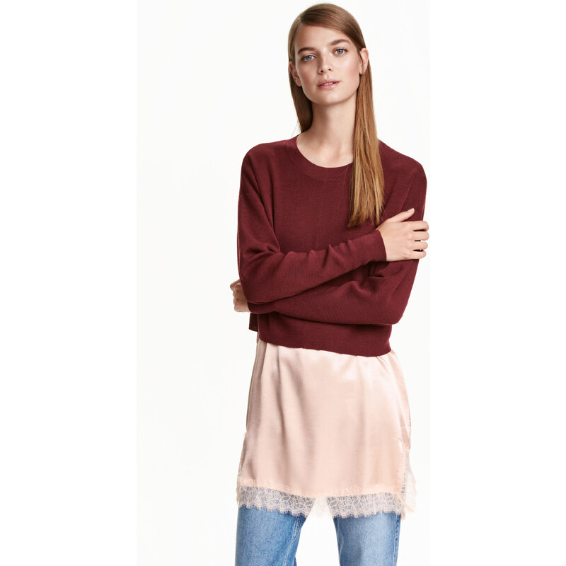 H&M Vlněný svetr z jemného úpletu