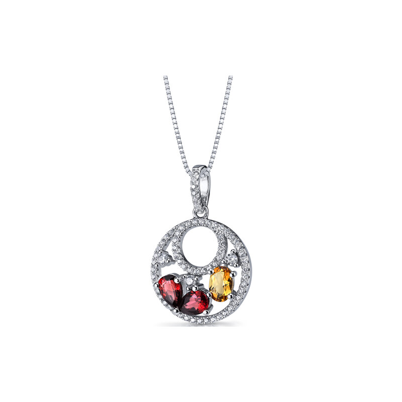 Eppi Stříbrný náhrdelník s granáty a citrínem Kamy