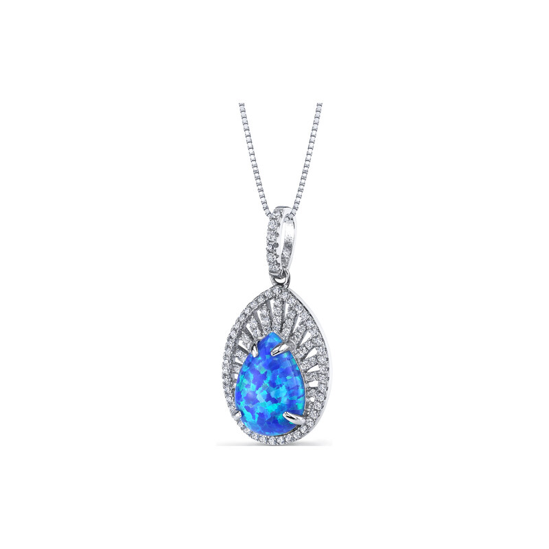 Eppi Stříbrný náhrdelník s opálem a zirkony Naria