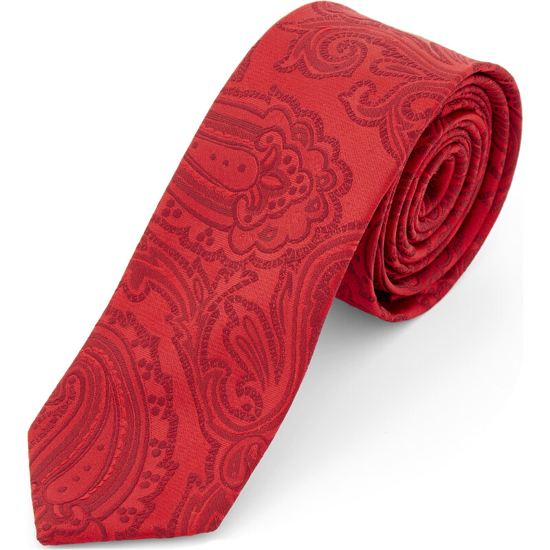 Trendhim Vintage červená polyesterová kravata s Paisley vzorem AB5-2-11632