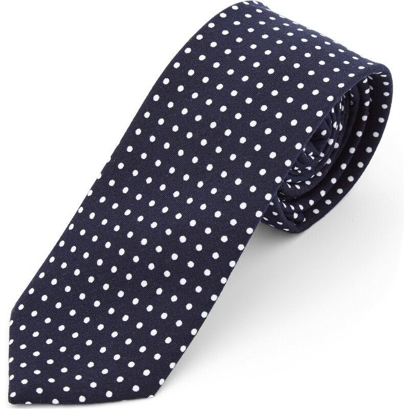 Trendhim Námořnicky modrá polyesterová kravata s puntíky A0-2-11640
