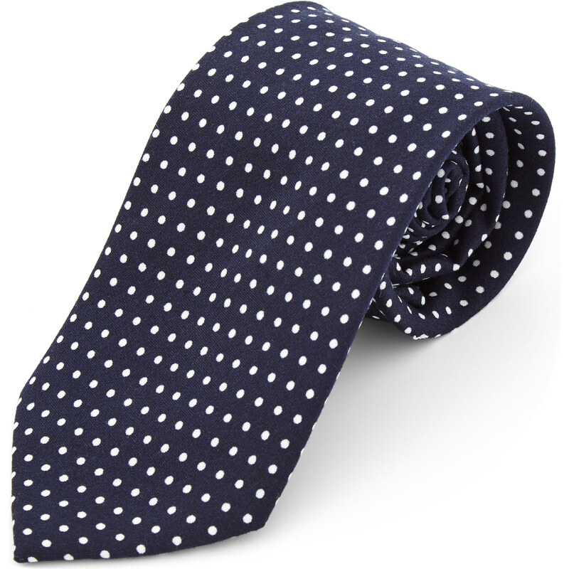 Trendhim Široká námořnicky modrá polyesterová kravata s puntíky C6-2-11641