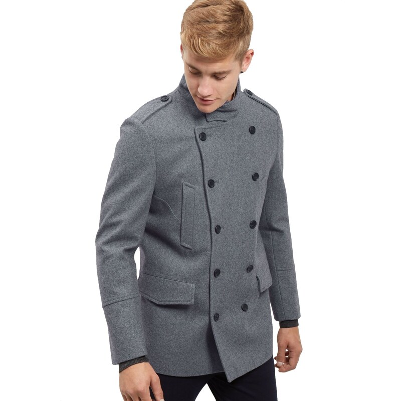 ELISE RYAN Vlněný krátký kabát v šedém odstínu